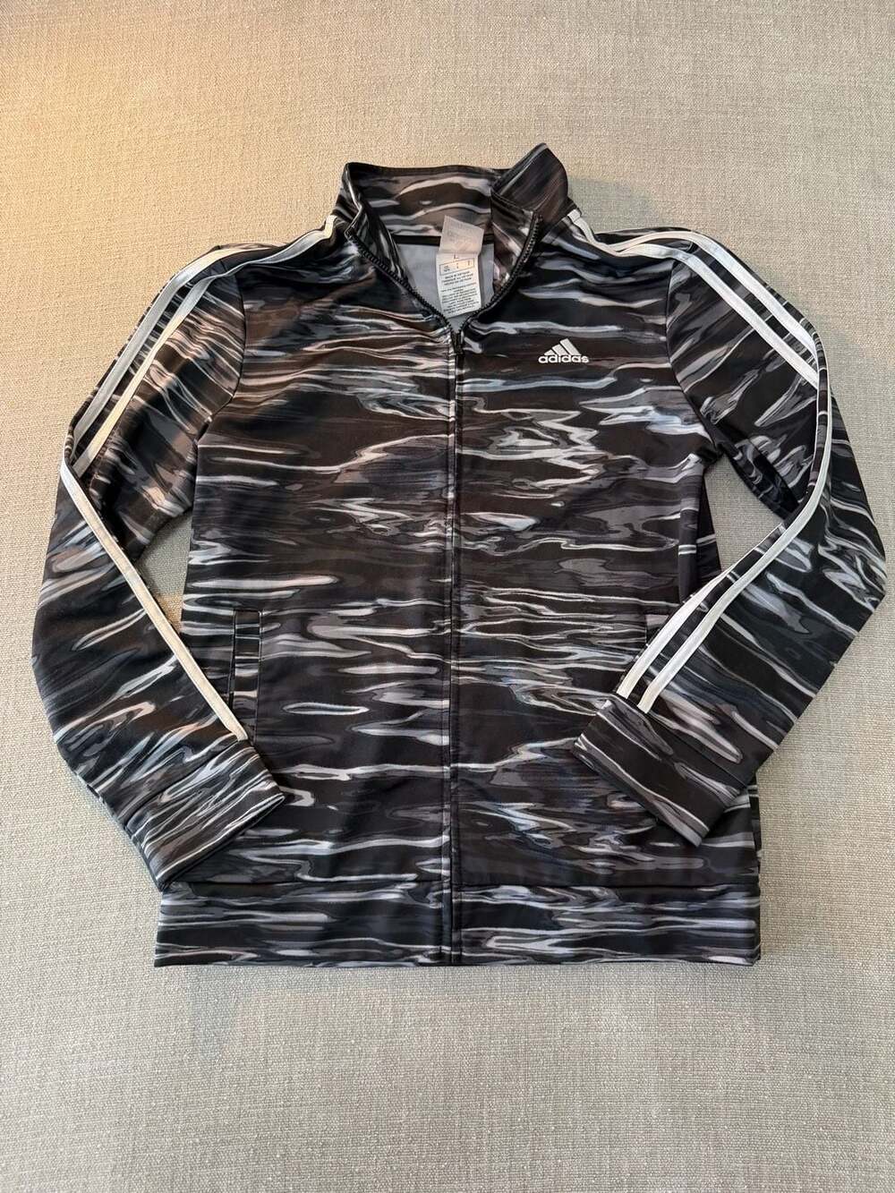 Adidas Boys' Tricot Track Jacket in Abstract Camo Print